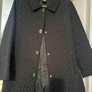 Quilted Black Women's Pea Coat - Classic Snap-Front Outerwear